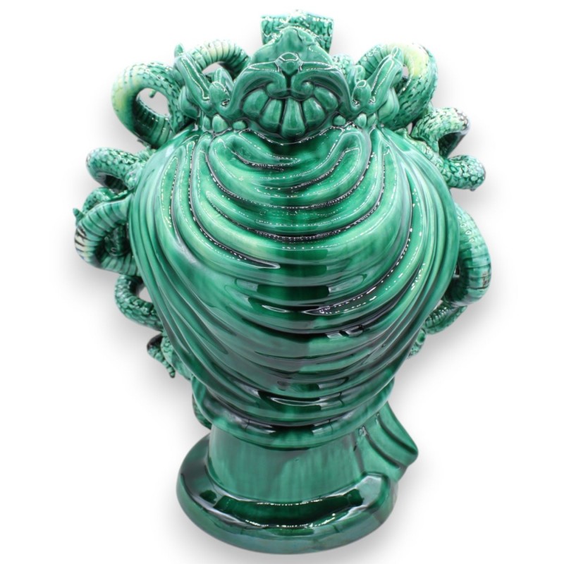 Tête de Méduse, figure mythologique, céramique fine sicilienne, environ h 40 cm. Vert-de-gris, style moderne - 