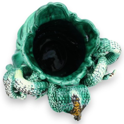 Testa di Medusa, figura mitologica, pregiata ceramica Siciliana, h 40 cm ca. Verderame, Stile Moderno - 