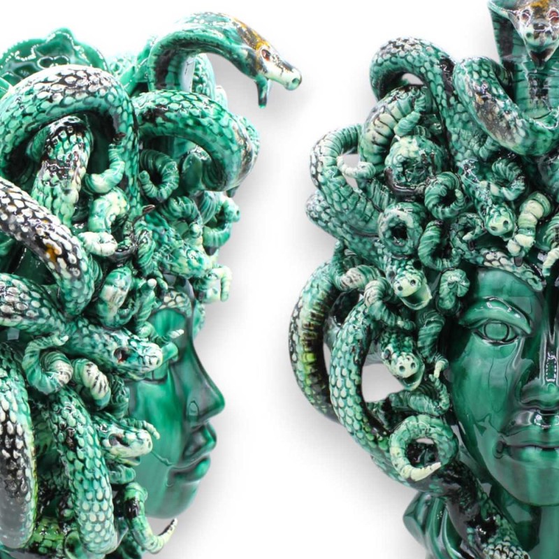 Głowa Meduzy, postać mitologiczna, piękna ceramika sycylijska, wys. ok. 40 cm. Verdigris, styl nowoczesny - 