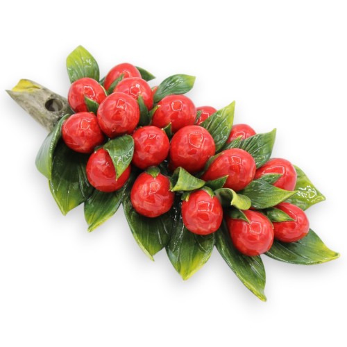 Bundle with composition of Datterino tomatoes and leaves, in fine ceramic, h 28 x 18 cm approx. to hang -  2