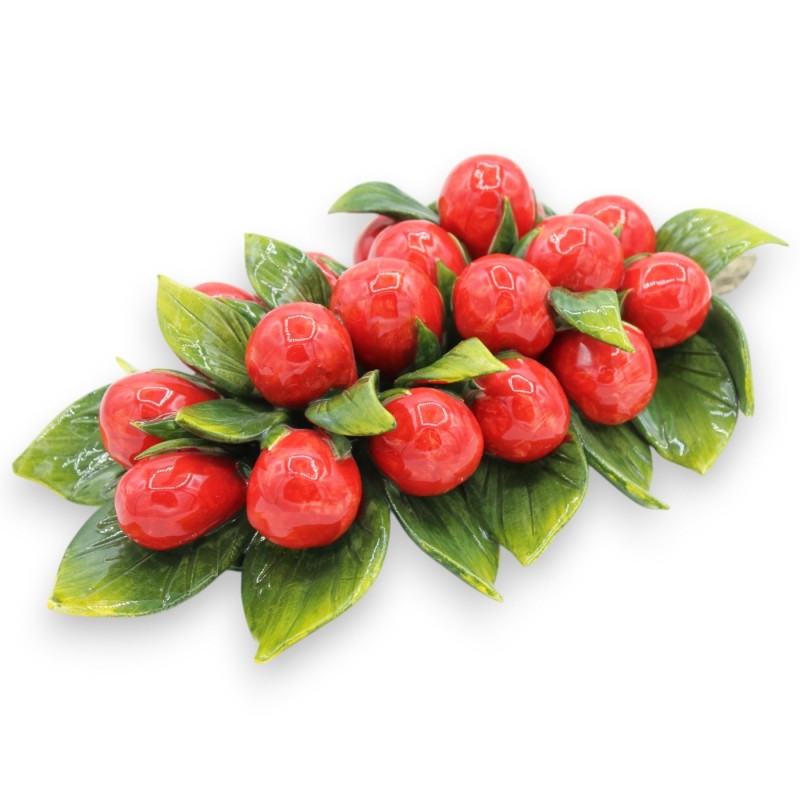 Bundle with composition of Datterino tomatoes and leaves, in fine ceramic, h 28 x 18 cm approx. to hang - 