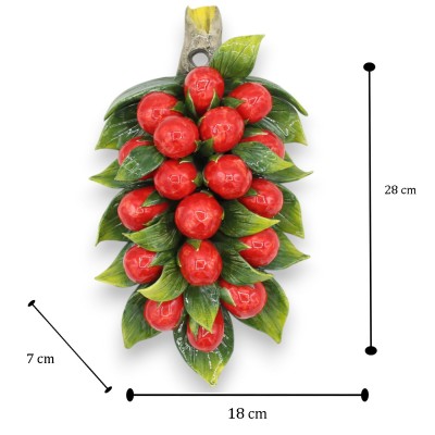Pacote com composição de tomates e folhas Datterino, em cerâmica fina, altura 28 x 18 cm aprox. pendurar - 
