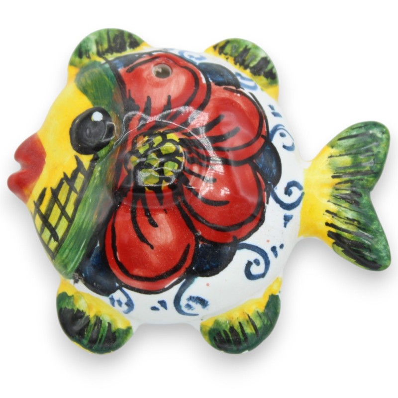 Wall fish in fine ceramic, h 6 x 7 cm approx. random colour and decoration (1pc) - 