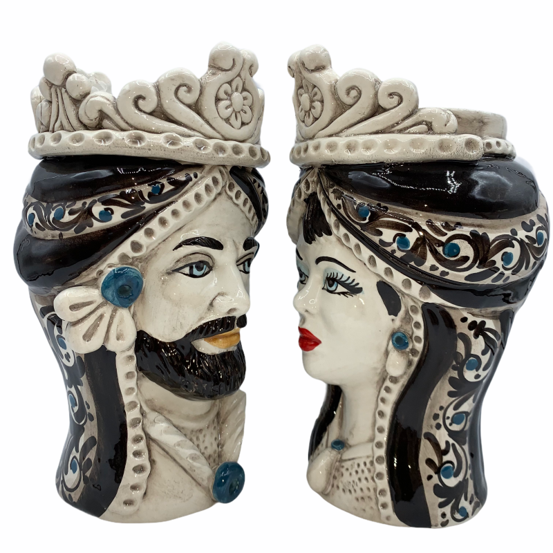 Sicilian head Caltagirone ceramic model I Normanni height 20 cm black - 