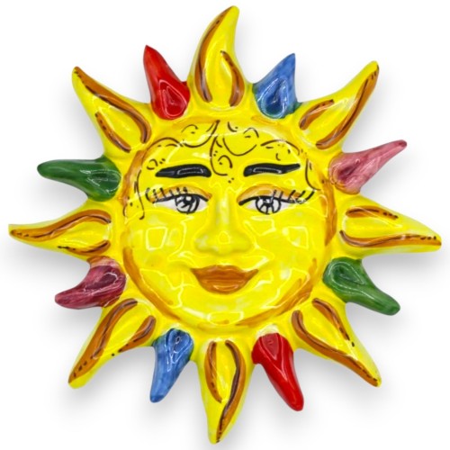 Caltagirone Ceramic Fire Sun, (1pc) Various color options rays and 2 size options -  2