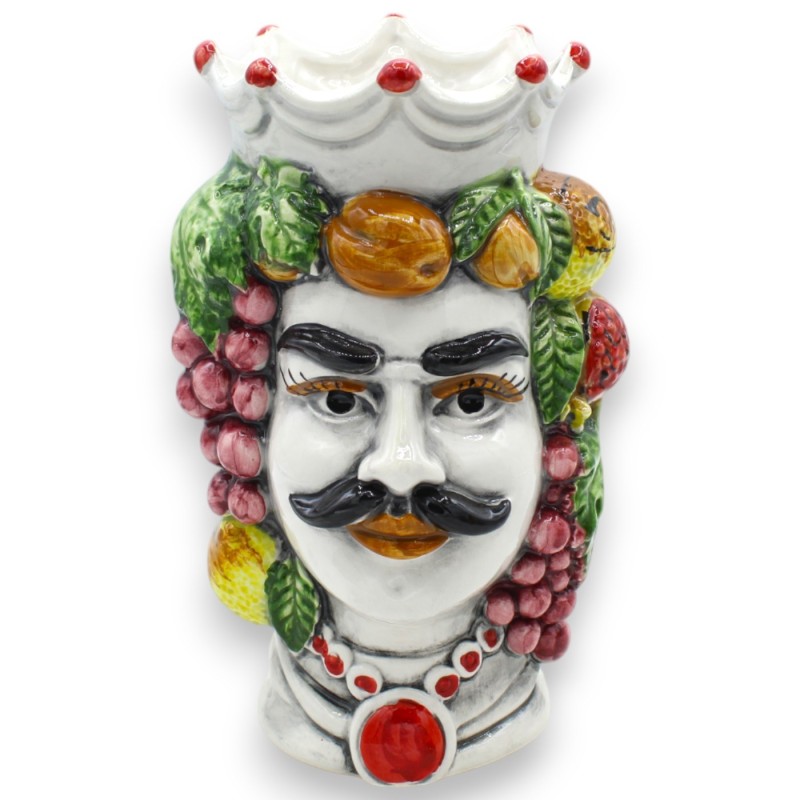 Sicilianska moriska huvuden (par) ca 18 cm höga. Kron- och blandad fruktdekoration - 