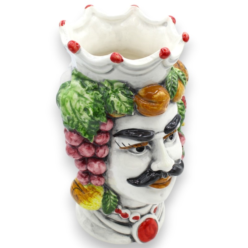 Sicilianska moriska huvuden (par) ca 18 cm höga. Kron- och blandad fruktdekoration - 