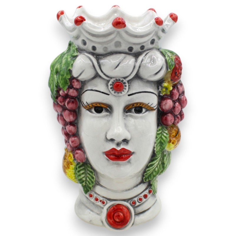Sicilianska moriska huvuden (par) ca 18 cm höga. Kron- och blandad fruktdekoration - 
