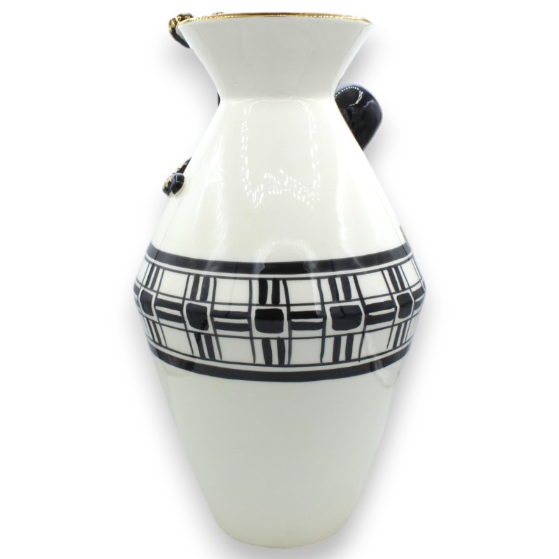 Vaso ânfora com aplicação de Polvo Preto, aprox. altura 40 cm. Detalhes em esmalte ouro 24k, decoração moderna - 