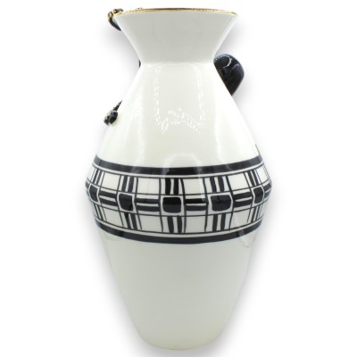 Vaso ânfora com aplicação de Polvo Preto, aprox. altura 40 cm. Detalhes em esmalte ouro 24k, decoração moderna - 