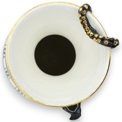 Vaso ânfora com aplicação de Polvo Preto, aprox. altura 40 cm. Detalhes em esmalte ouro 24k, decoração moderna - 