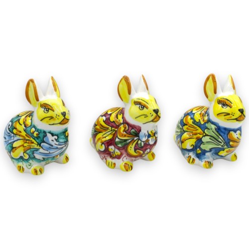 Lapin, céramique de Caltagirone, L 12 x 12 cm environ. (1pc) décoration aléatoire et couleurs variées - 