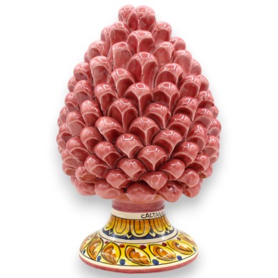 Szyszka sosnowa sycylijska, ceramika Caltagirone, wys. ok. 20 / 22 cm. (1 szt.) Antyczny róż, losowa dekoracja łodygi - 