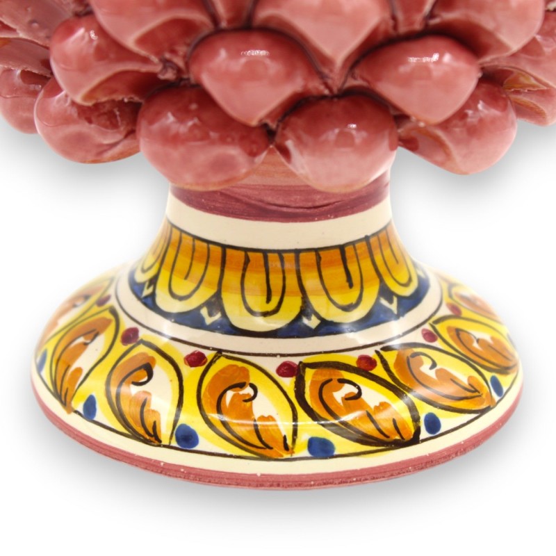Pinha siciliana, cerâmica Caltagirone, altura 20 / 22 cm aprox. (1pc) Rosa antigo, decoração aleatória do caule - 