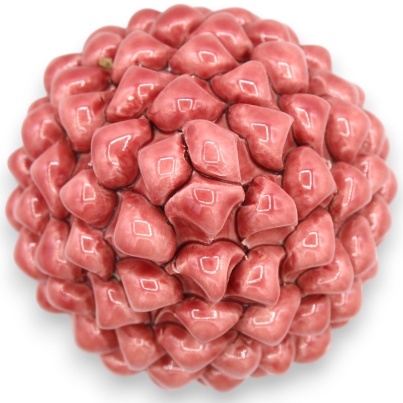 Pinha siciliana, cerâmica Caltagirone, altura 20 / 22 cm aprox. (1pc) Rosa antigo, decoração aleatória do caule - 