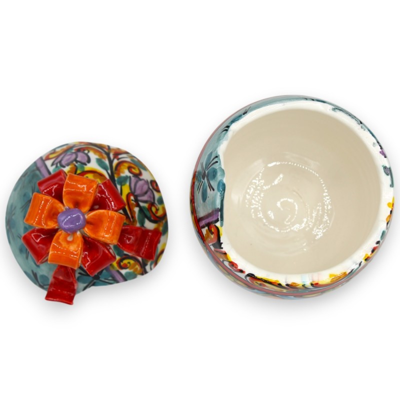 Jajko ceramiczne Caltagirone do biżuterii, wys. 16 x Ø 11 cm, dekoracja w nowoczesnym i wielokolorowym stylu MD1 - 