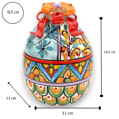 Caltagirone keramiska smycken ägg, h 16 x Ø 11 cm, modern och flerfärgad stil dekoration MD1 - 