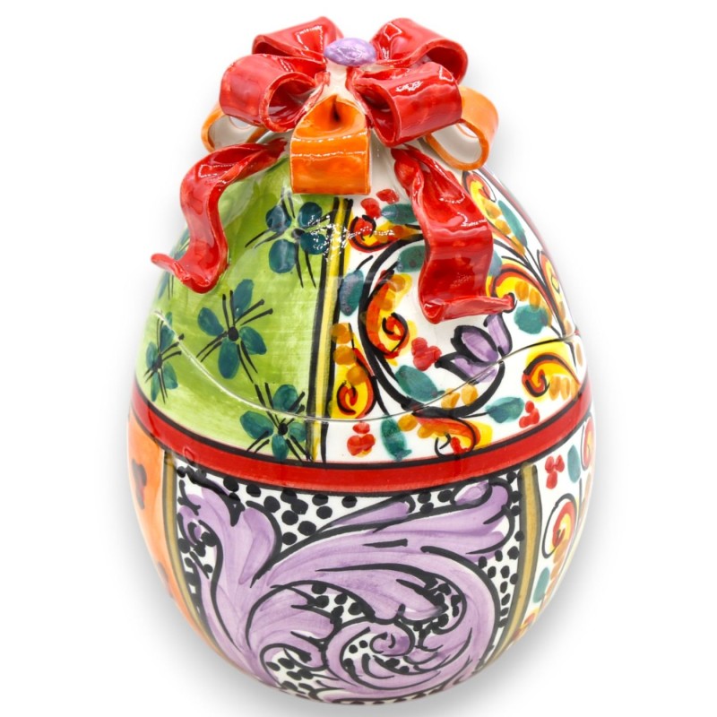 Schmuck-Ei aus Keramik von Caltagirone, H 20 x Ø 13 cm, moderne und bunte Dekoration im MD2-Stil - 