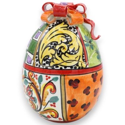 Schmuck-Ei aus Keramik von Caltagirone, H 20 x Ø 13 cm, moderne und bunte Dekoration im MD2-Stil - 