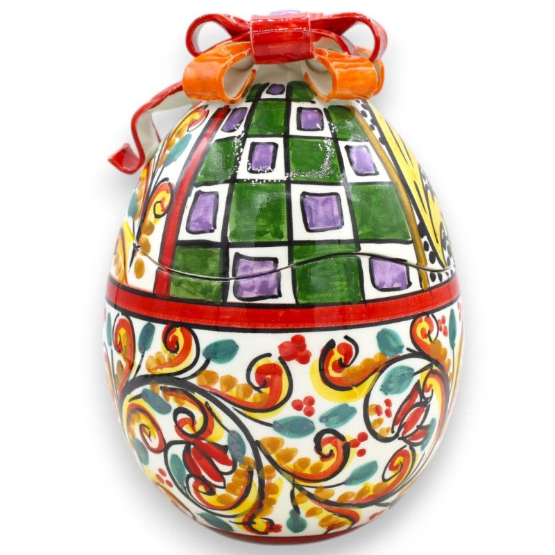 Schmuck-Ei aus Keramik von Caltagirone, H 20 x Ø 13 cm, moderne und bunte Dekoration im MD2-Stil - 