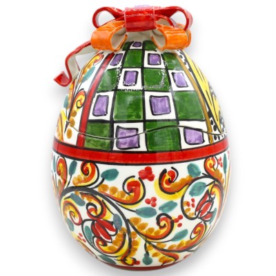 Schmuck-Ei aus Keramik von Caltagirone, H 20 x Ø 13 cm, moderne und bunte Dekoration im MD2-Stil - 