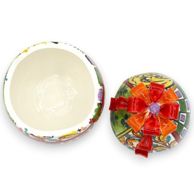 Schmuck-Ei aus Keramik von Caltagirone, H 20 x Ø 13 cm, moderne und bunte Dekoration im MD2-Stil - 
