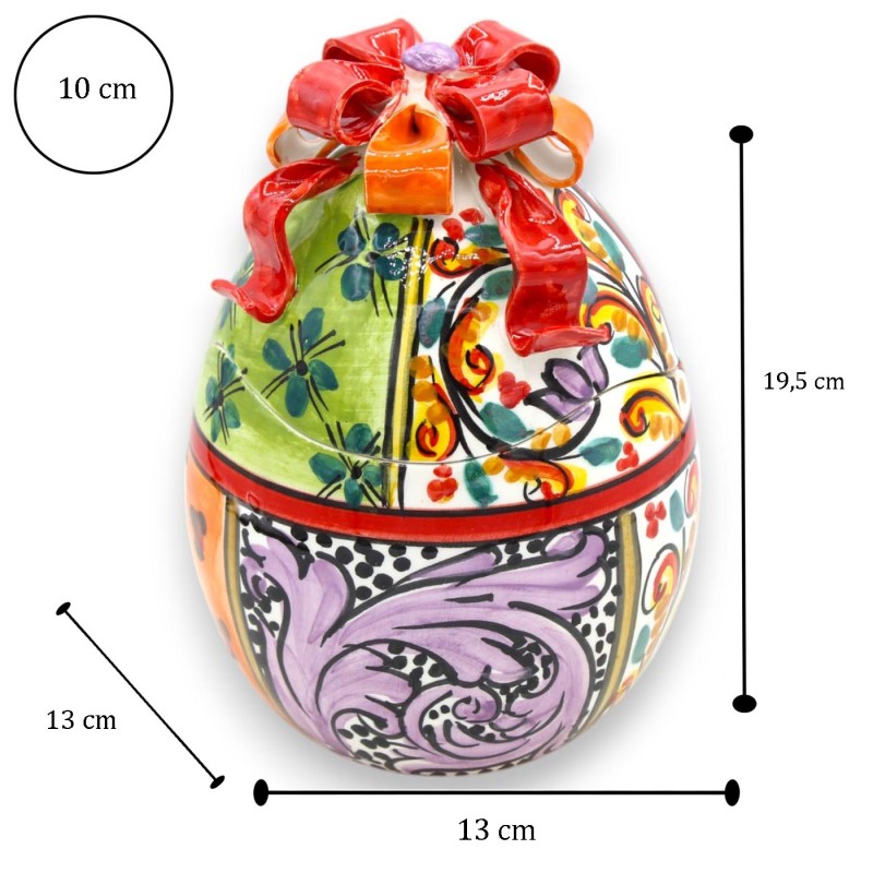 Jajko ceramiczne Caltagirone do biżuterii, wys. 20 x Ø 13 cm, dekoracja w nowoczesnym i wielokolorowym stylu MD2 - 
