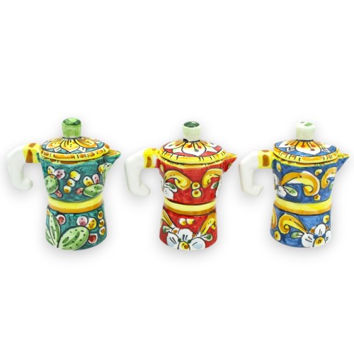 Moka kaffe- och sockerhållare, Caltagirone keramik, h 13 cm ca. Olika färger (1st) slumpmässig dekoration - 