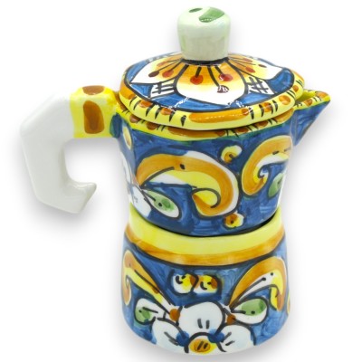 Moka Coffee and sugar holder, Caltagirone ceramic, h 13 cm approx. Various colours (1pc) random decoration - 