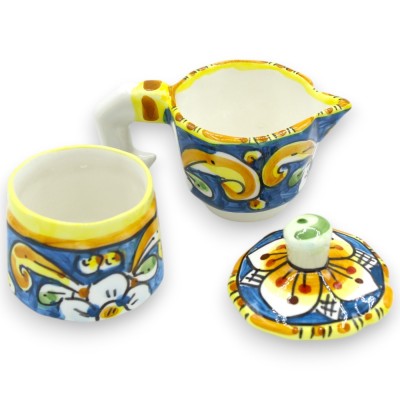 Moka Coffee and sugar holder, Caltagirone ceramic, h 13 cm approx. Various colours (1pc) random decoration - 