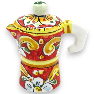 Moka Coffee and sugar holder, Caltagirone ceramic, h 13 cm approx. Various colours (1pc) random decoration - 
