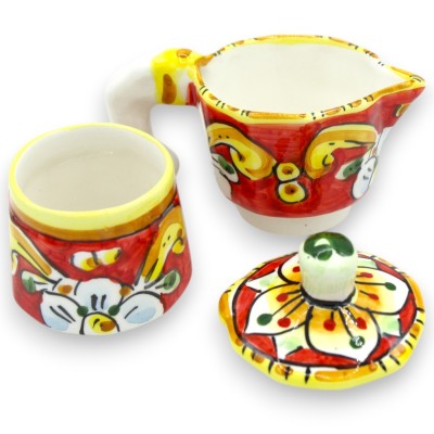 Pojemnik na kawę i cukier Moka, ceramika Caltagirone, wys. ok. 13 cm. Różne kolory (1 szt.) losowa dekoracja - 