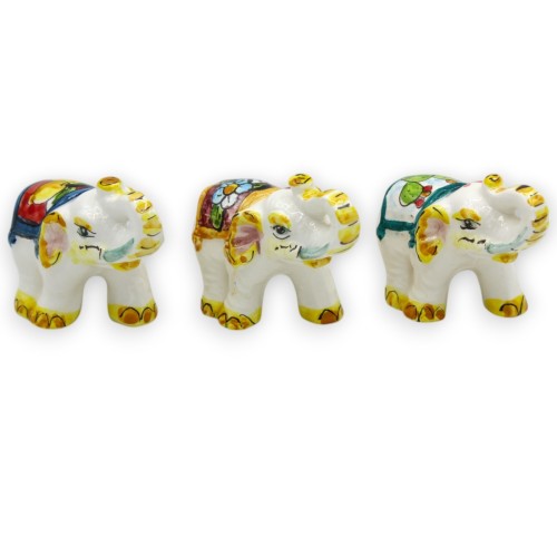 Elefante indiano em cerâmica Caltagirone, altura 5 x 8 cm aprox. (1pc) Decoração de costas aleatória - 