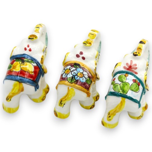 Słoń indyjski z ceramiki Caltagirone, wys. 5 x 8 cm ok. (1 szt.) Losowa dekoracja z tyłu -  2