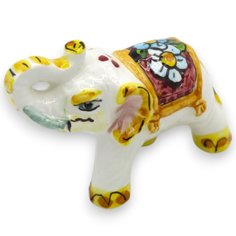 Indischer Elefant aus Caltagirone-Keramik, H ca. 5 x 8 cm. (1 Stück) Zufällige Rückendekoration - 