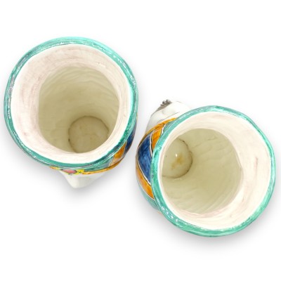 Vaso com cabeças de mouros da Sicília, com turbante (par) altura 30 cm aprox. Cerâmica Caltagirone - 