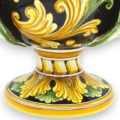 Caltagirone keramiek pumo - h 30 cm ca. Zwarte, gele en groene barokversiering - 