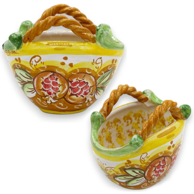 Cesta siciliana em cerâmica Caltagirone, C 12 x A 10 cm aprox. (1pc) Várias decorações - 