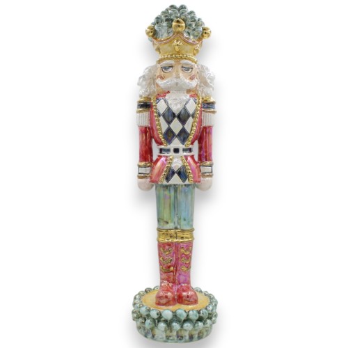 Notenkraker Prins Soldaat, ca. 50 cm hoog. afgewerkt met parelmoer emaille en 24k puur goud - 