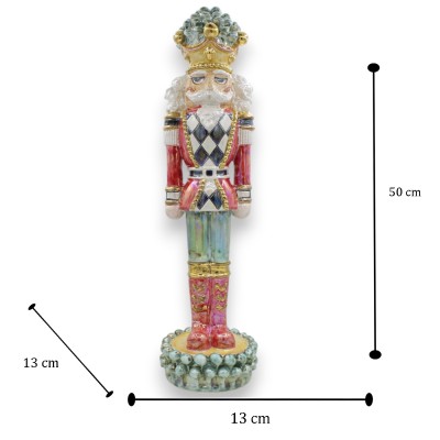 Casse-Noisette Prince Soldat, environ 50 cm de haut. finition en émail nacré et or pur 24 carats - 