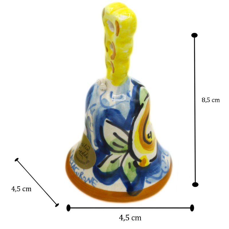 Cloche en céramique de Caltagirone (1 pièce) environ h 8 cm. Décoration et couleur aléatoires - 