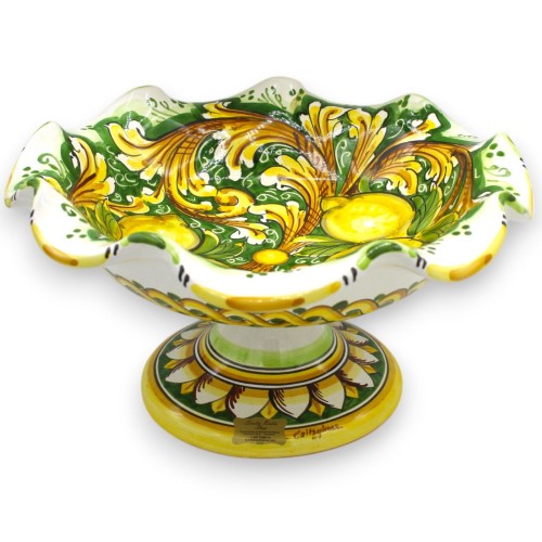 Centro de mesa con frutero festoneado, cerámica de Caltagirone, 4 opciones de tamaño (1 pieza), decoración barroca y lim