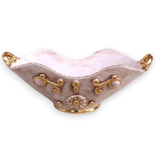 Tafelaufsatz mit Griffen, aus Caltagirone-Keramik, L 53 x 30 x 20 cm, ca. 24 Karat Gold-Emaille - 