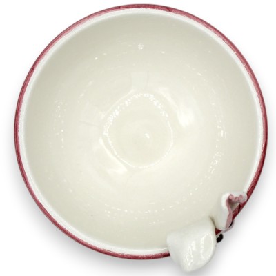 Miska w kształcie różowego króliczka, ceramika Caltagirone - Ø 12 x wys. 9 cm ok. Dekoracja z XVII wieku - 