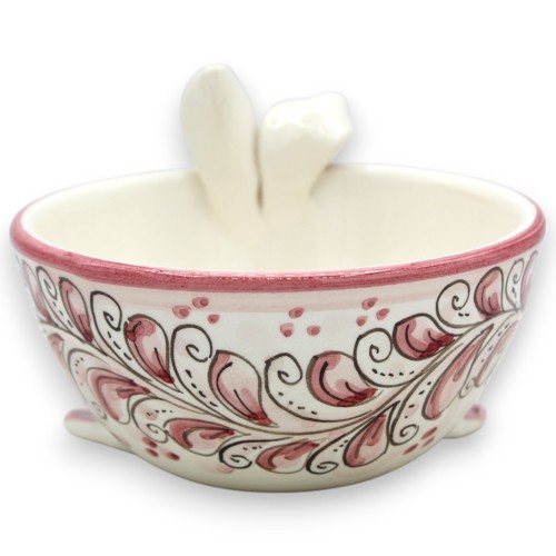 Miska w kształcie różowego króliczka, ceramika Caltagirone - Ø 12 x wys. 9 cm ok. Dekoracja z XVII wieku -  2