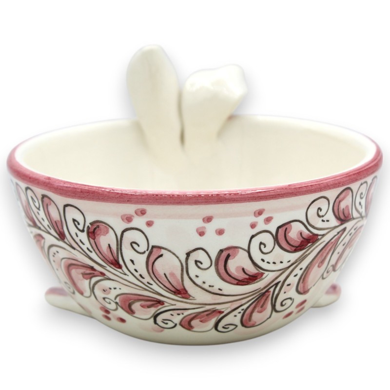 Bol Lapin Rose, céramique de Caltagirone - Ø 12 x h 9 cm environ. Décoration du XVIIe siècle - 