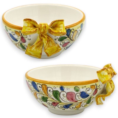 Miska z kokardą, ceramika Caltagirone - Ø 12 x wys. ok. 7 cm. wielobarwna dekoracja z XVII wieku - 