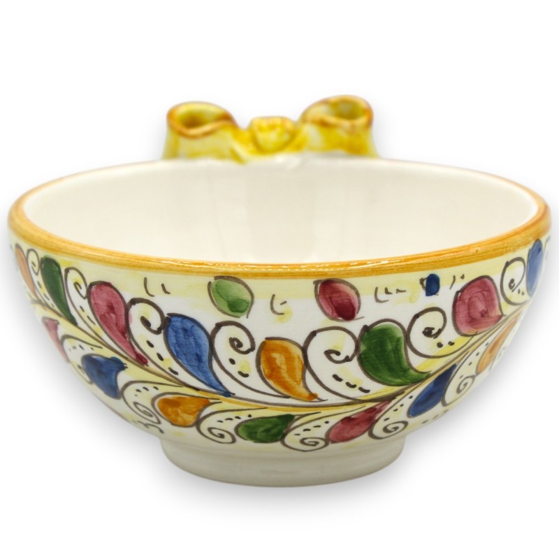 Ribbon Bow Bowl, Caltagirone keramik - Ø 12 x h 7 cm ca. flerfärgad 1600-talsdekoration - 