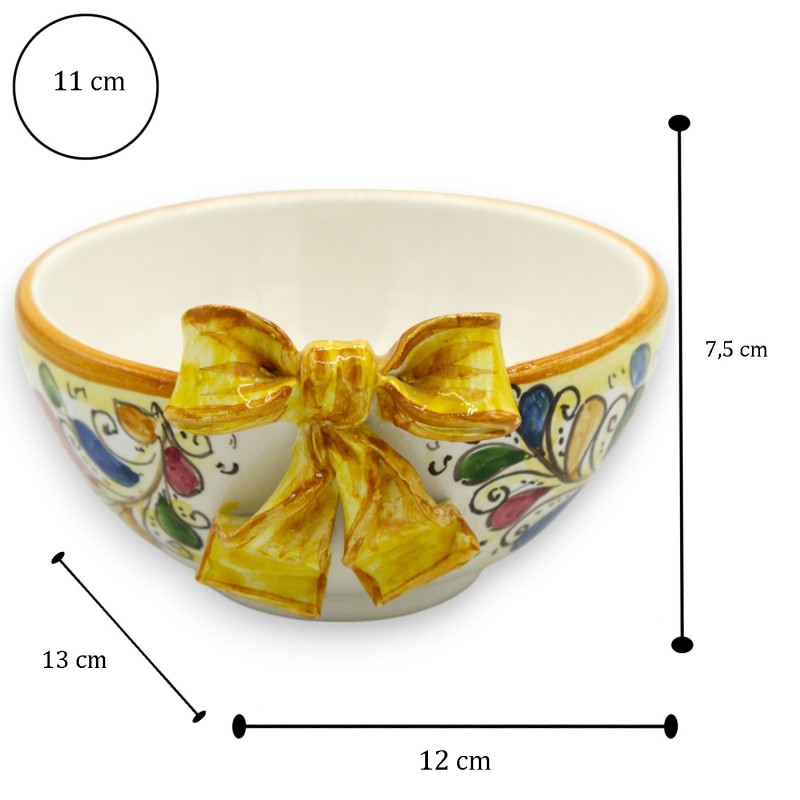 Miska z kokardą, ceramika Caltagirone - Ø 12 x wys. ok. 7 cm. wielobarwna dekoracja z XVII wieku - 