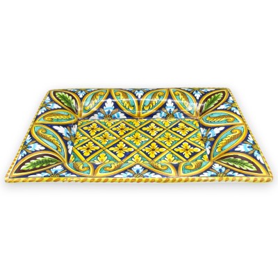 Rechthoekig dienblad, Caltagirone keramiek - L 40 x 30 cm ca. (1st) Palermo decoratie - 
